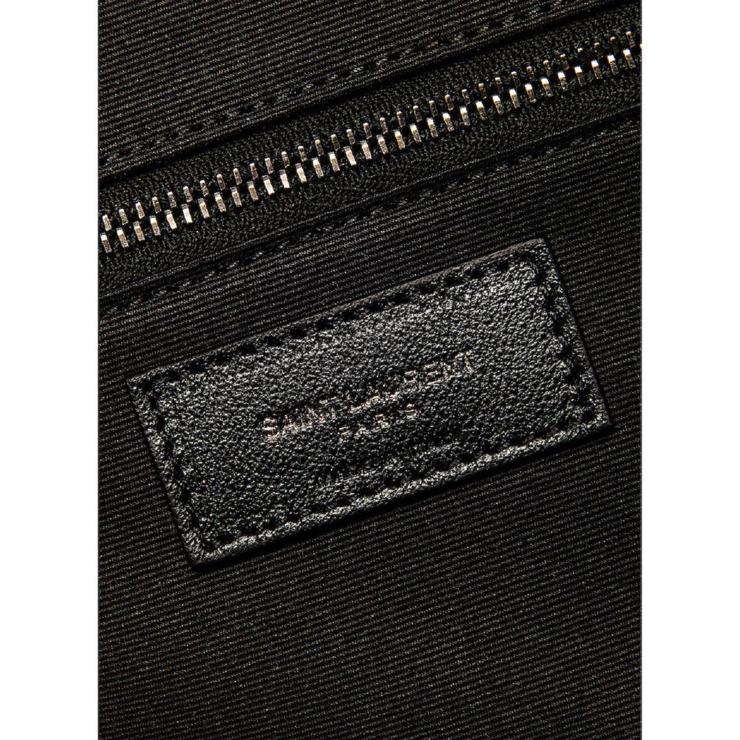 Saint Laurent Miles Logo Black Calf Leather Duffel Bowling Bag 525145