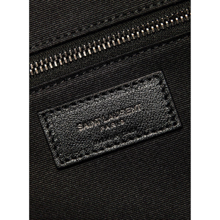 Saint Laurent Miles Logo Black Calf Leather Duffel Bowling Bag 525145