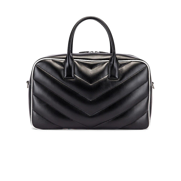 Saint Laurent Miles Logo Black Calf Leather Duffel Bowling Bag 525145