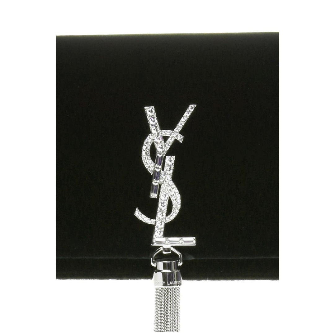 Saint Laurent Monogram Kate Tassel Crystal Green Velvet Cross Body 491521