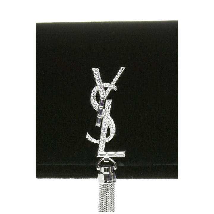 Saint Laurent Monogram Kate Tassel Crystal Green Velvet Cross Body 491521