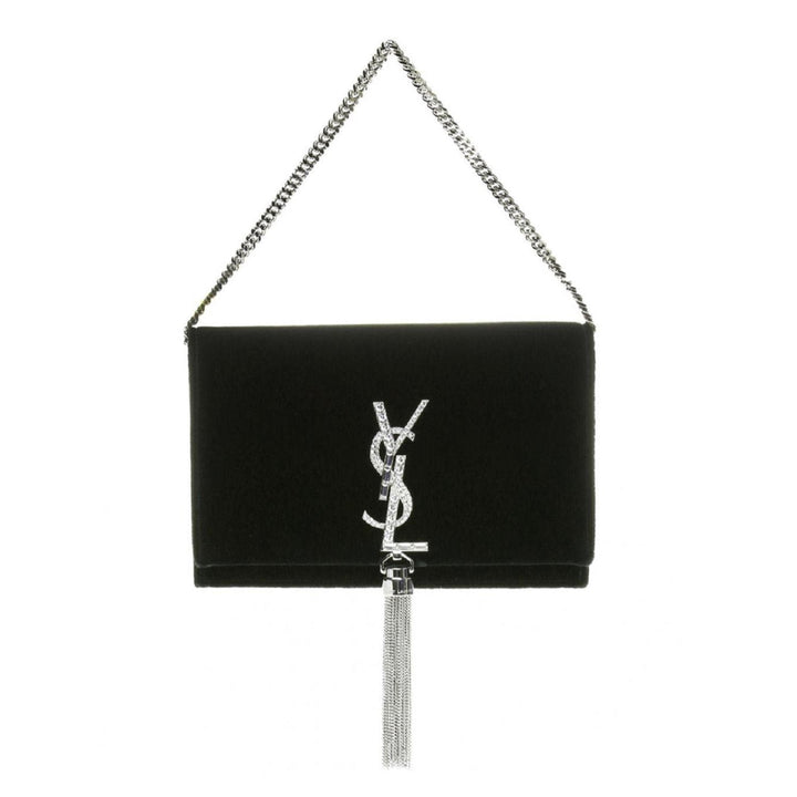Saint Laurent Monogram Kate Tassel Crystal Green Velvet Cross Body 491521