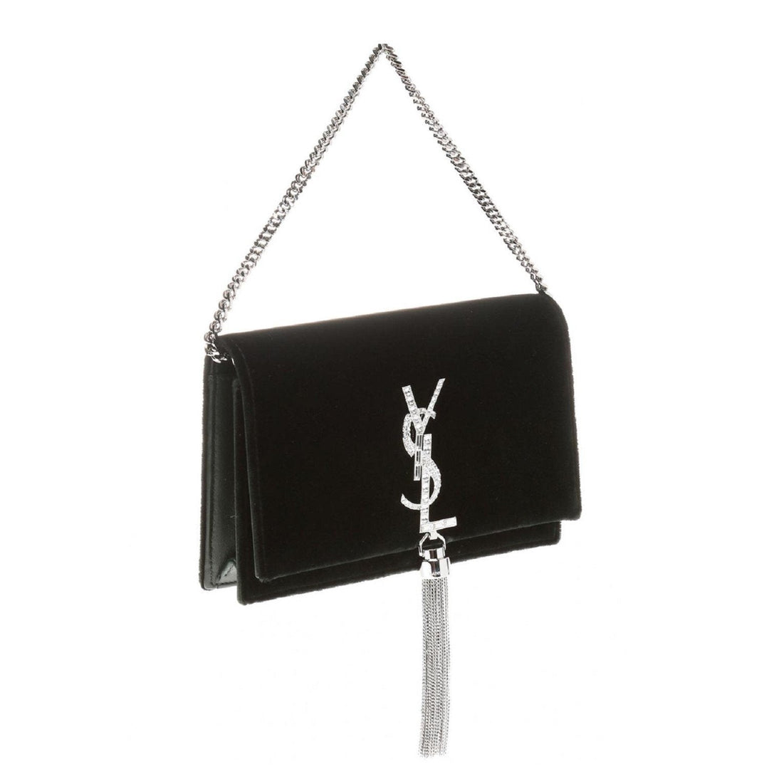 Saint Laurent Monogram Kate Tassel Crystal Green Velvet Cross Body 491521
