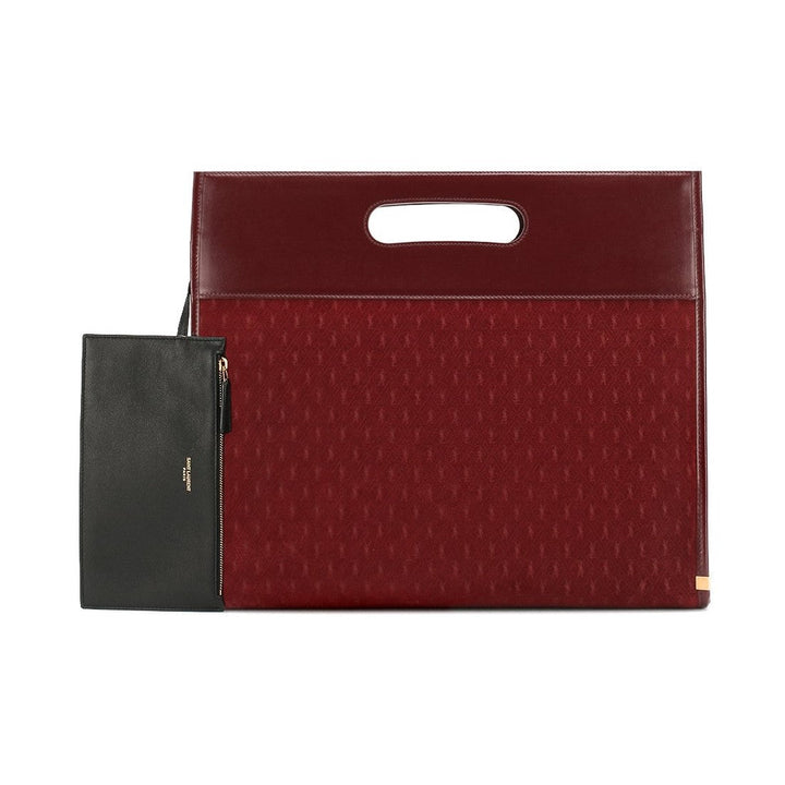 Saint Laurent Monogram King Palm Red Suede Tote Handbag 579609