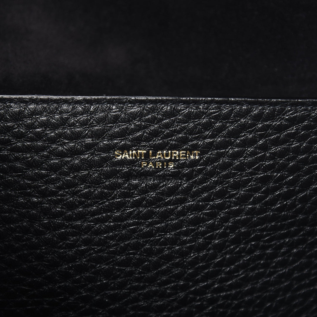 Saint Laurent Patti Black Grained Calfskin Leather Tote 553751