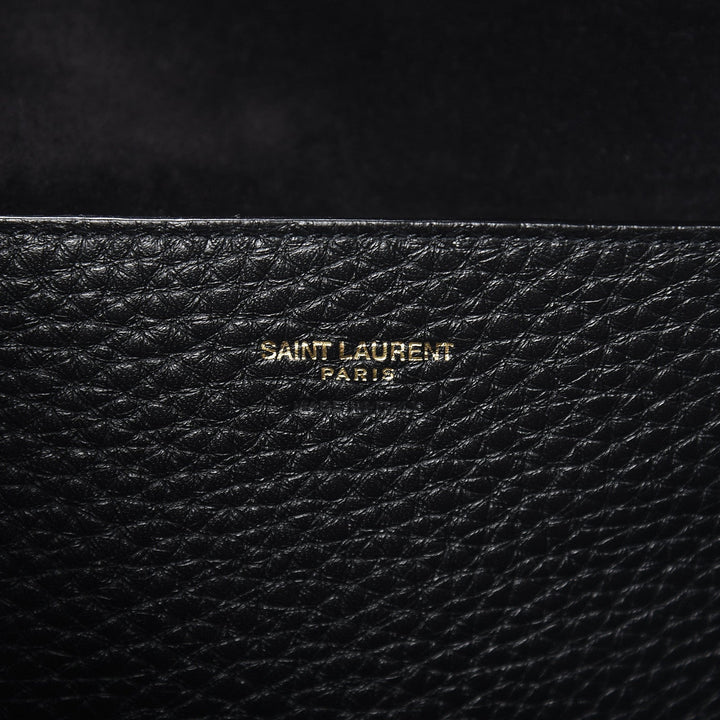 Saint Laurent Patti Black Grained Calfskin Leather Tote 553751
