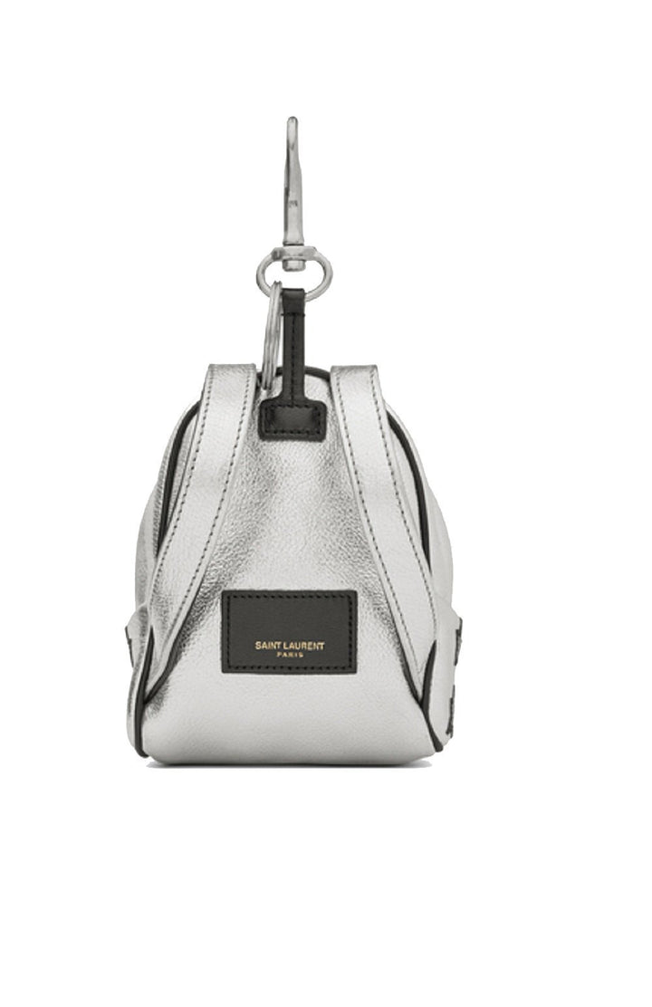Saint Laurent Silver/Black Unisex Zip Backpack Key Chain Black Stars 441914