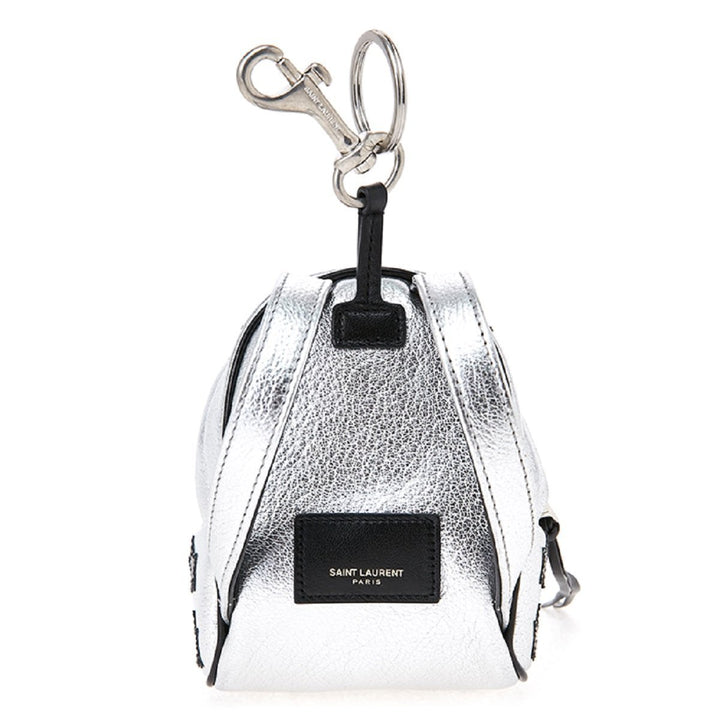 Saint Laurent Silver/Black Unisex Zip Backpack Key Chain Black Stars 441914