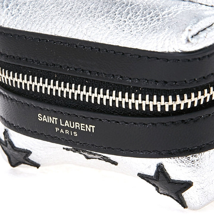 Saint Laurent Silver/Black Unisex Zip Backpack Key Chain Black Stars 441914
