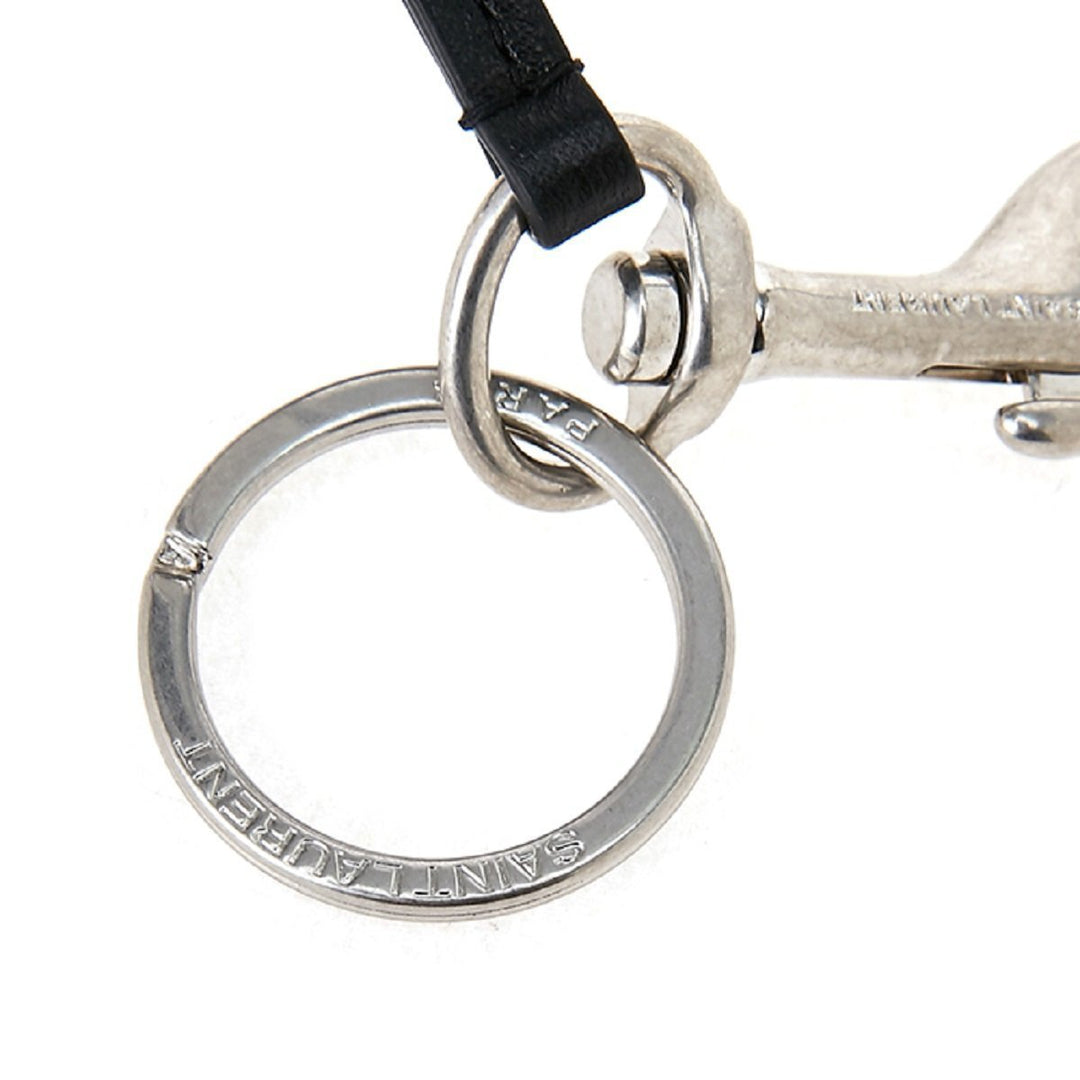 Saint Laurent Silver/Black Unisex Zip Backpack Key Chain Black Stars 441914