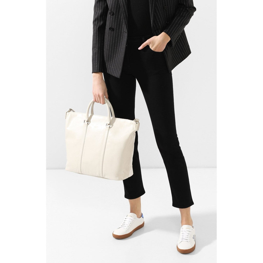 Saint Laurent Supple Ivory Leather Tote Bag 608958