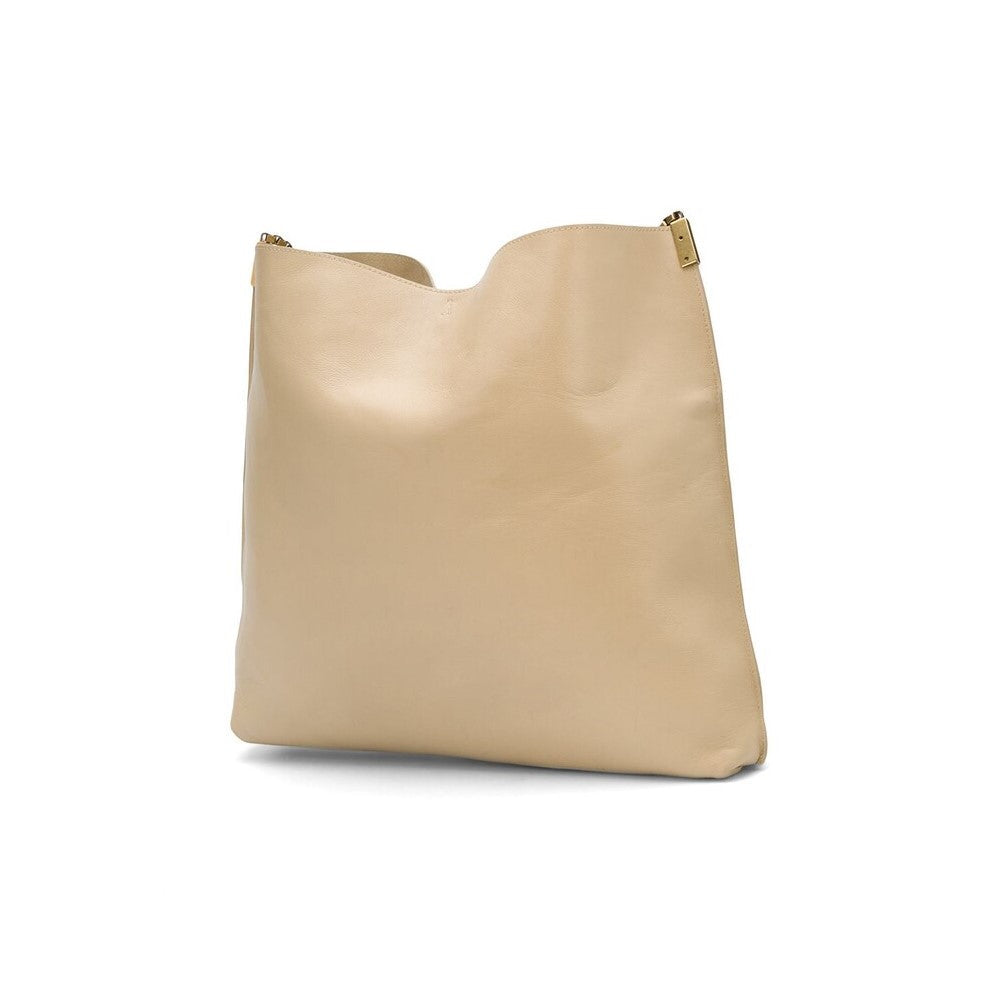 Saint Laurent Suzanne Beige Calfskin Leather Chain Hobo Bag 634804