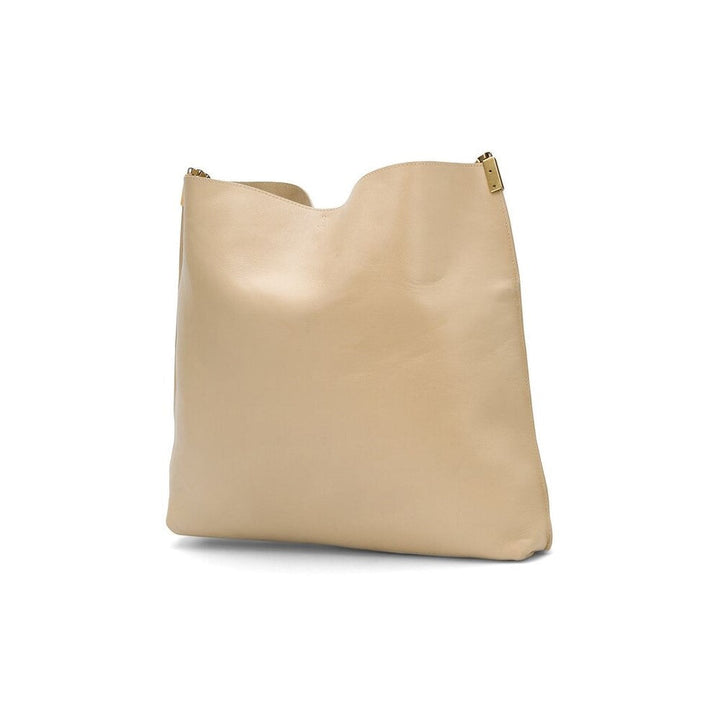 Saint Laurent Suzanne Beige Calfskin Leather Chain Hobo Bag 634804