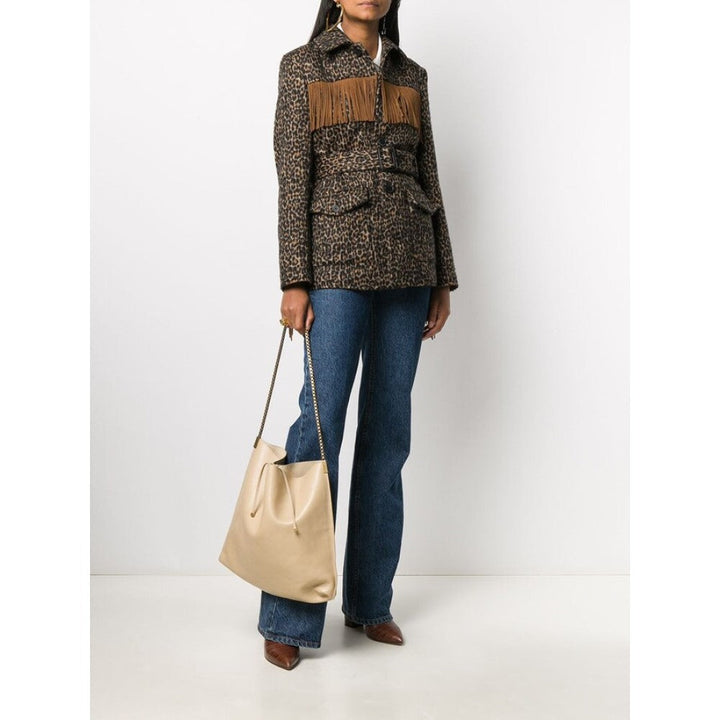 Saint Laurent Suzanne Beige Calfskin Leather Chain Hobo Bag 634804
