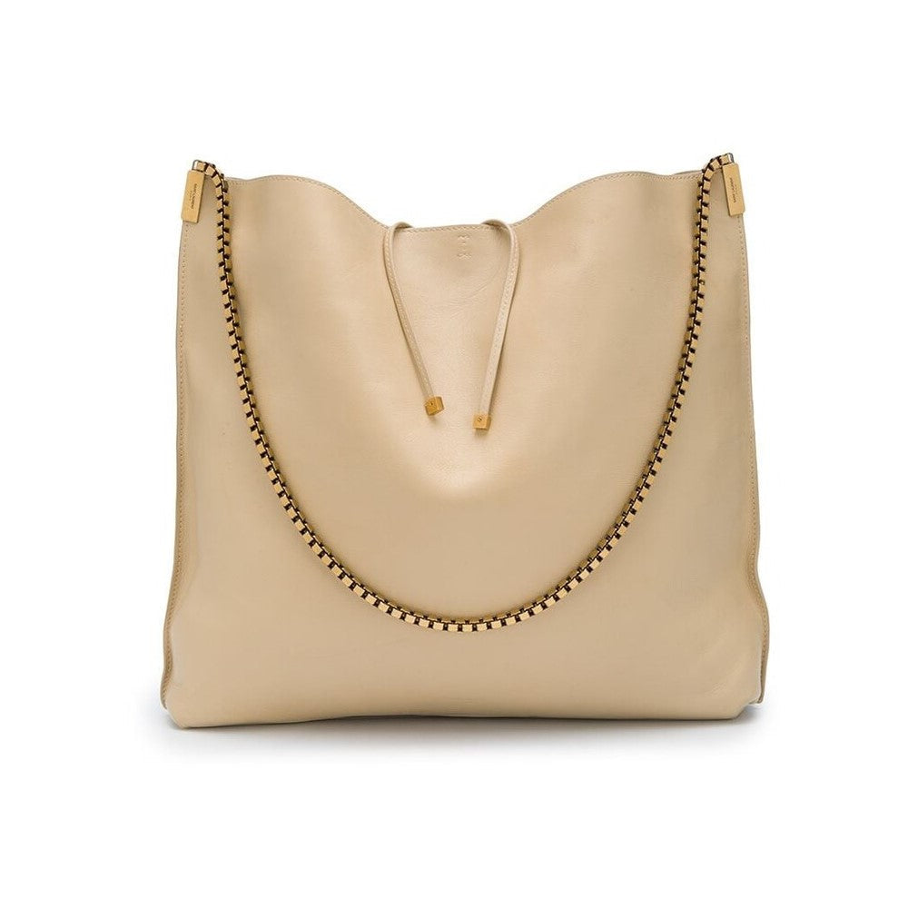 Saint Laurent Suzanne Beige Calfskin Leather Chain Hobo Bag 634804
