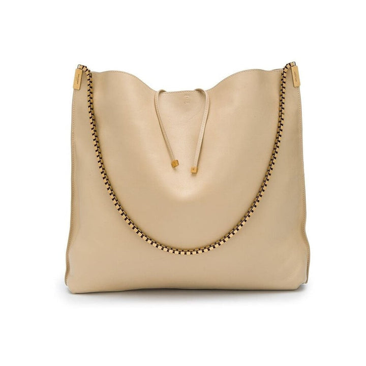 Saint Laurent Suzanne Beige Calfskin Leather Chain Hobo Bag 634804
