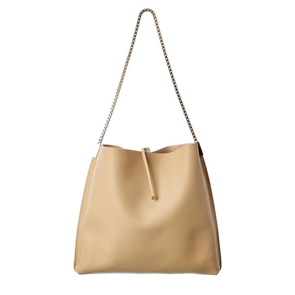 Saint Laurent Suzanne Beige Calfskin Leather Chain Hobo Bag 634804