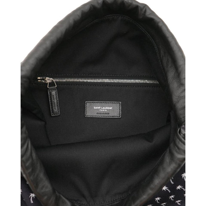 Saint Laurent Teddy Black Canvas Palm Drawstring Backpack 553919