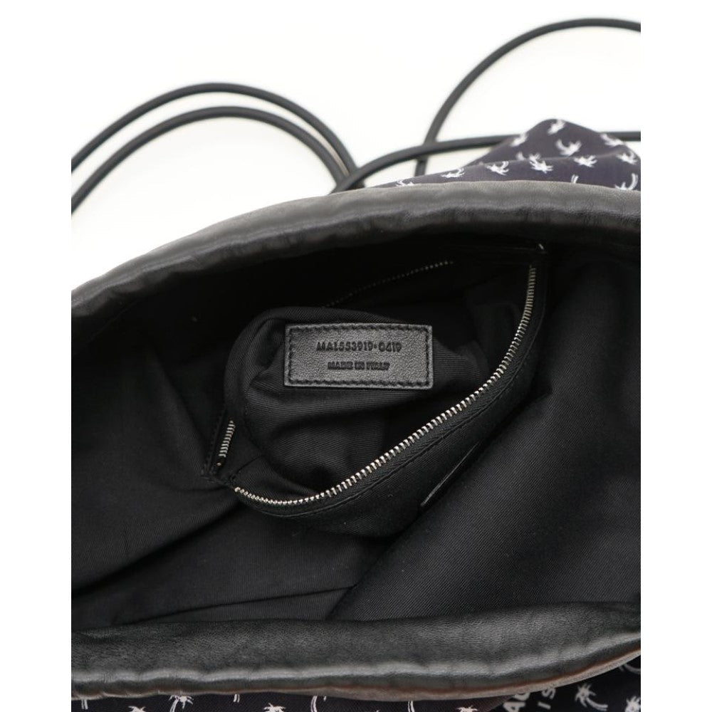 Saint Laurent Teddy Black Canvas Palm Drawstring Backpack 553919