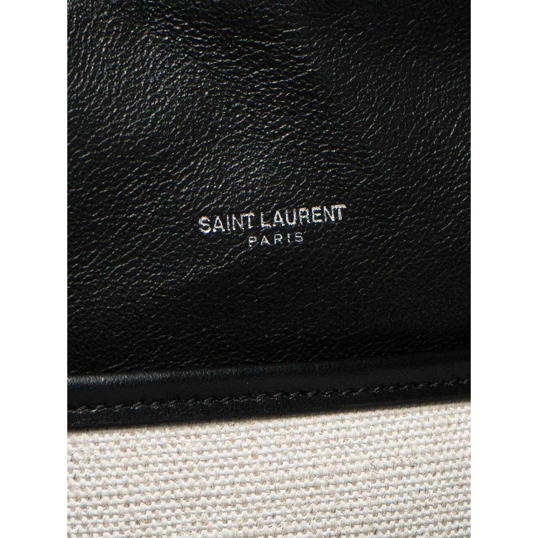 Saint Laurent Teddy White Coated Linen Drawstring Bucket Bag 551595