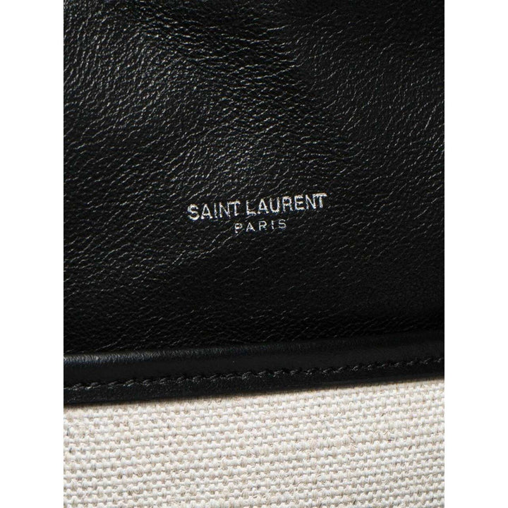 Saint Laurent Teddy White Coated Linen Drawstring Bucket Bag 551595