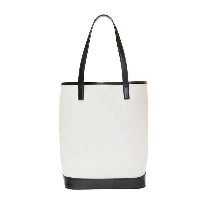 Saint Laurent Teddy White Coated Linen Drawstring Bucket Bag 551595