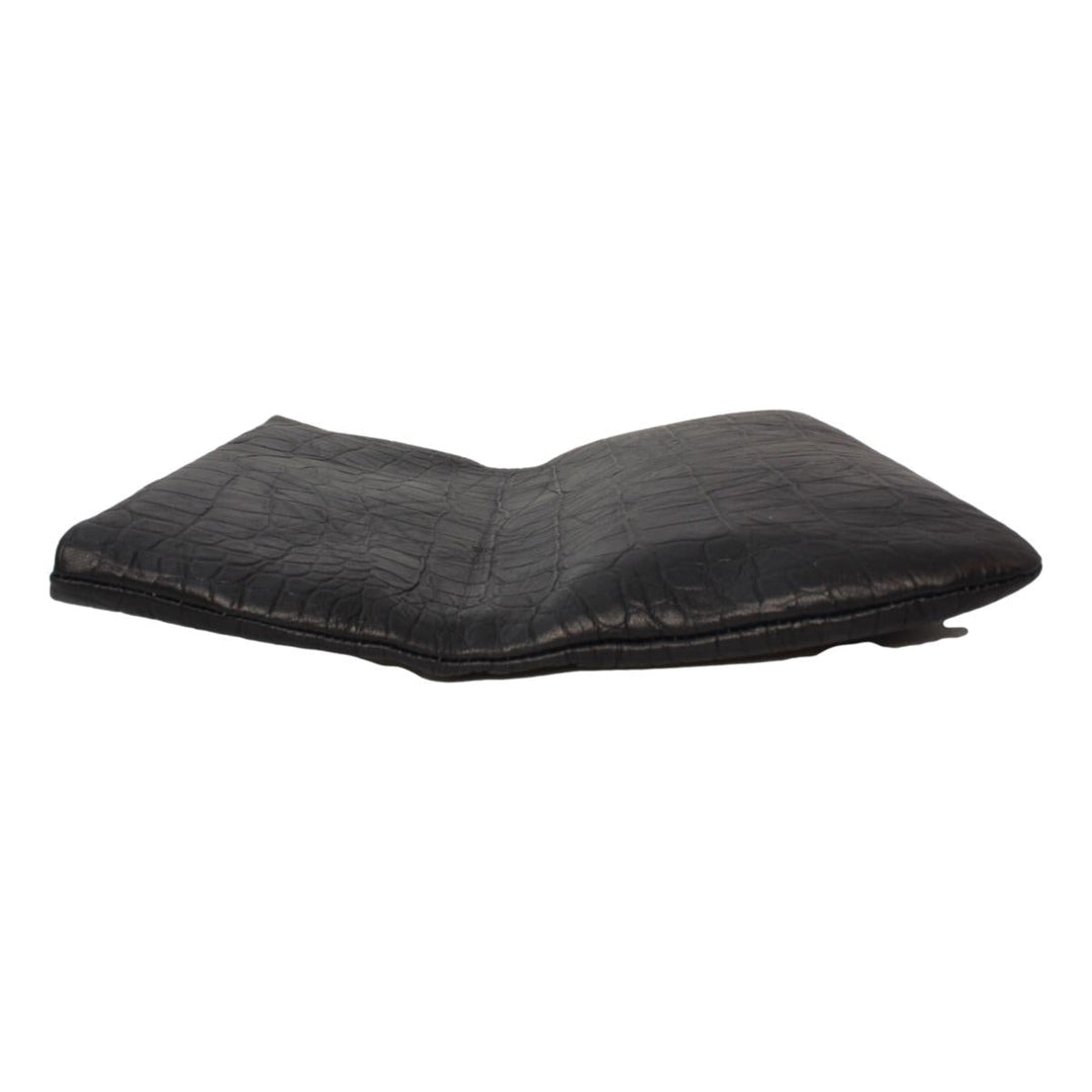 Saint Laurent West Hollywood Black Leather Croc Embossed Clutch 601313