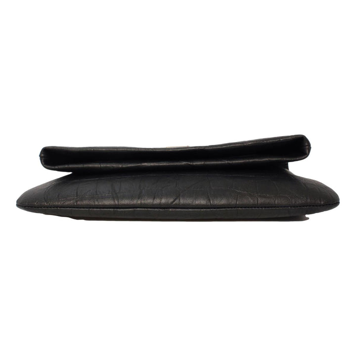 Saint Laurent West Hollywood Black Leather Croc Embossed Clutch 601313