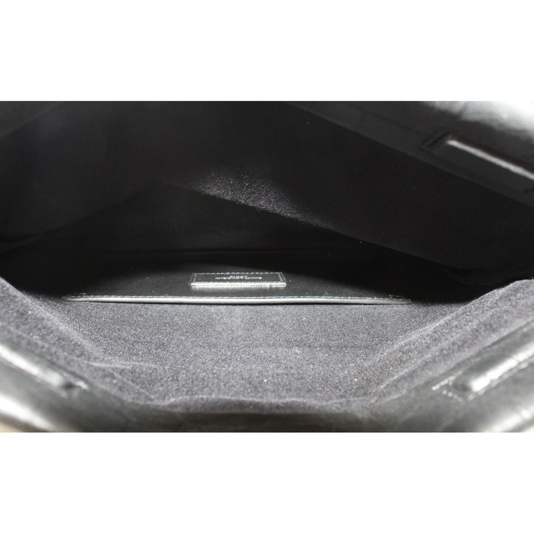 Saint Laurent West Hollywood Black Leather Croc Embossed Clutch 601313