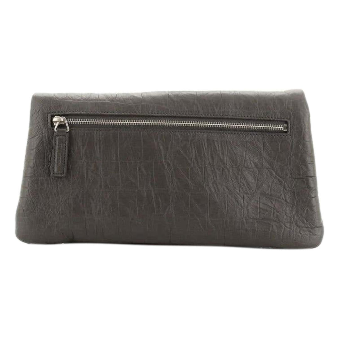 Saint Laurent West Hollywood Grey Leather Croc Embossed Clutch 601313