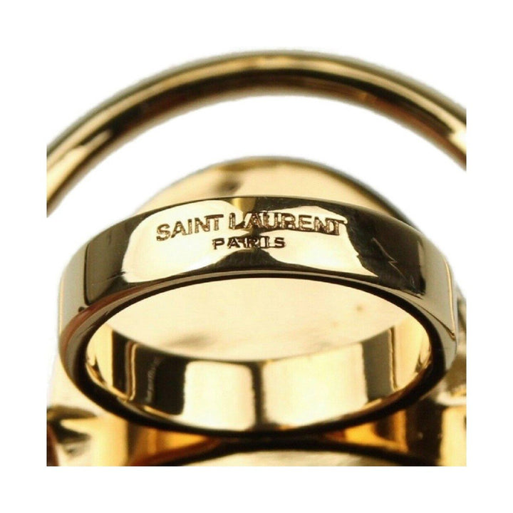 Saint Laurent Women's Oval Brass Metal Circular Ring Silver/Gold Size 6 439960