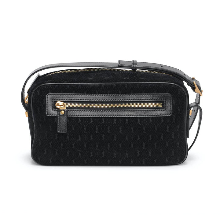 Saint Laurent YSL King Palm Suede Monogram Black Camera Bag 568608