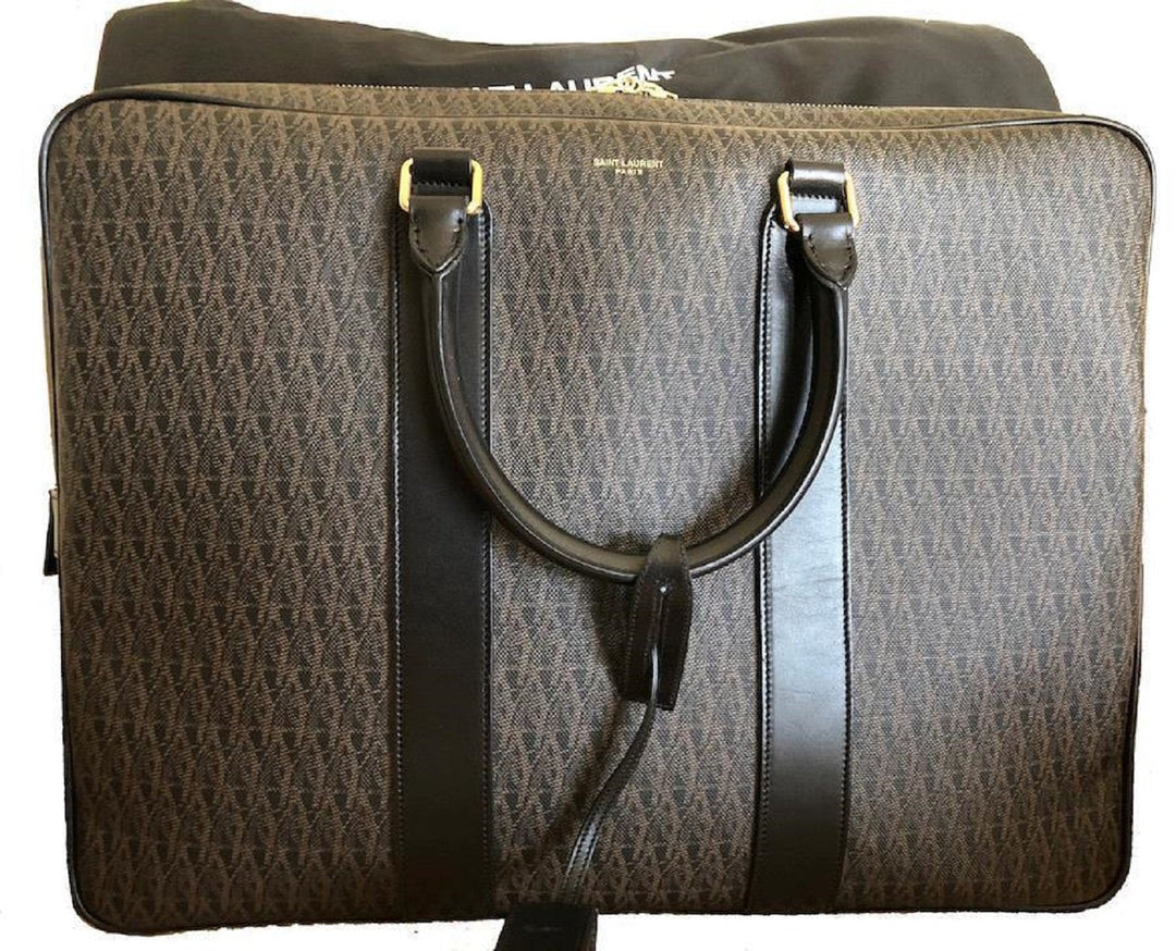 Saint Laurent Toile Classic Monogram 24 Hr Logo Briefcase Luggage 343690