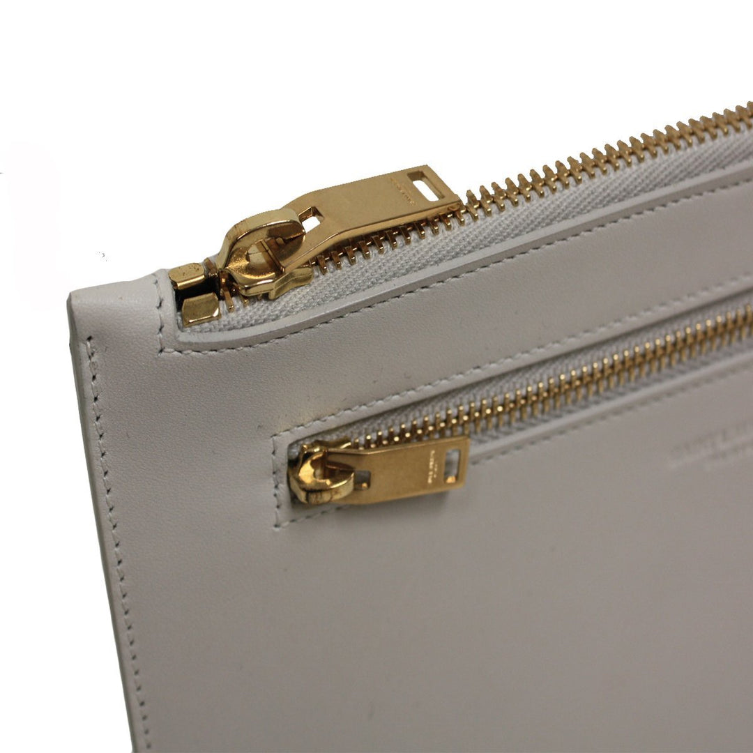 Saint Laurent Off White Leather Document Holder Wallet 315872