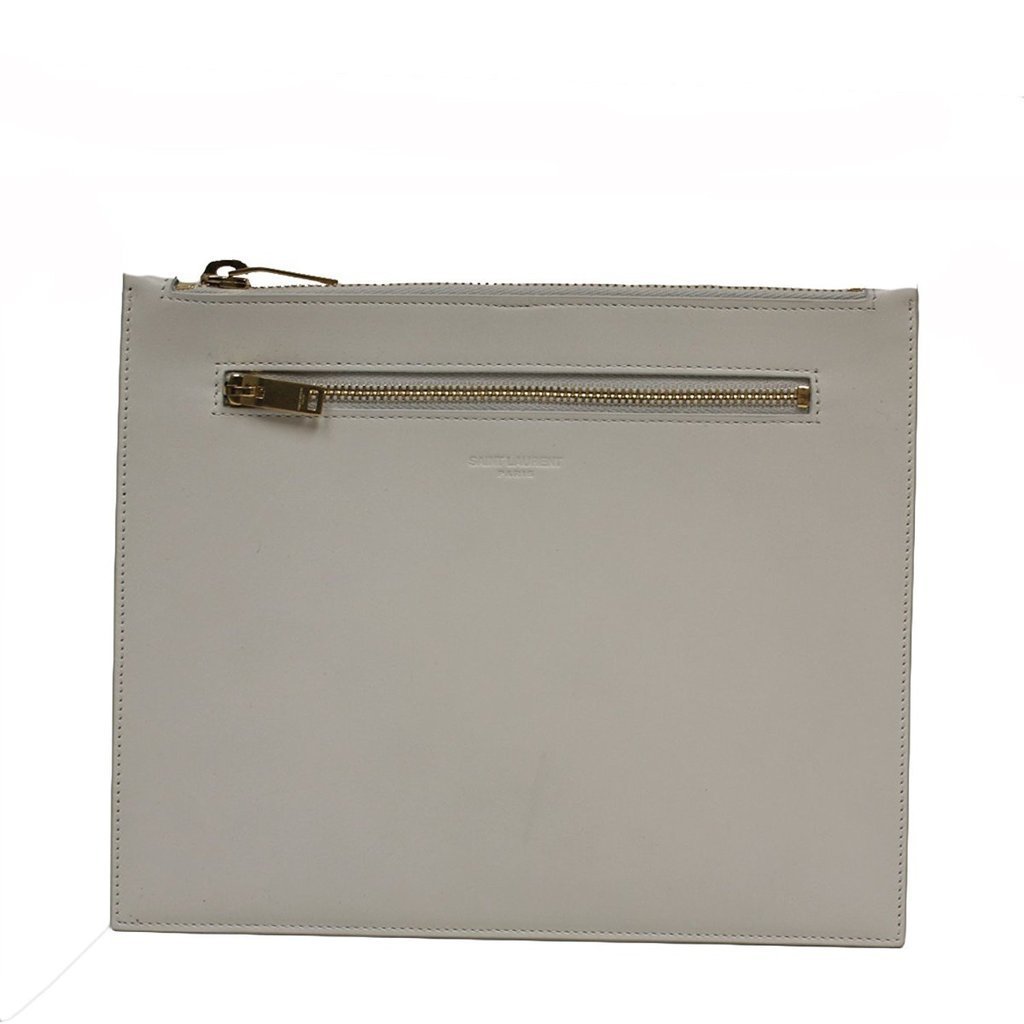 Saint Laurent Off White Leather Document Holder Wallet 315872
