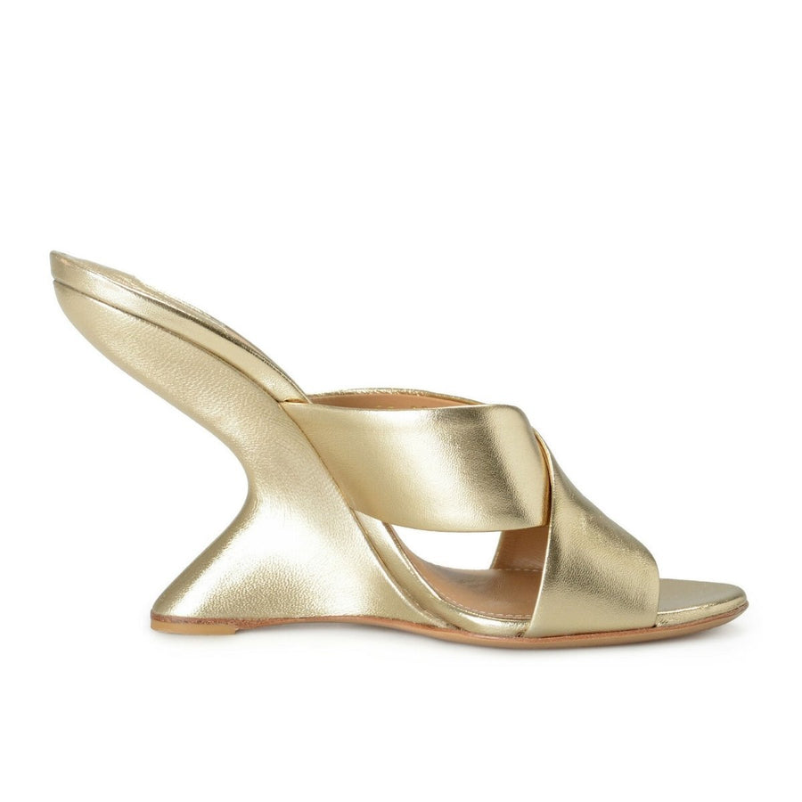 Salvatore Ferragamo-Gold Alcamo Criss-Cross Leather Sandals - Runway Catalog