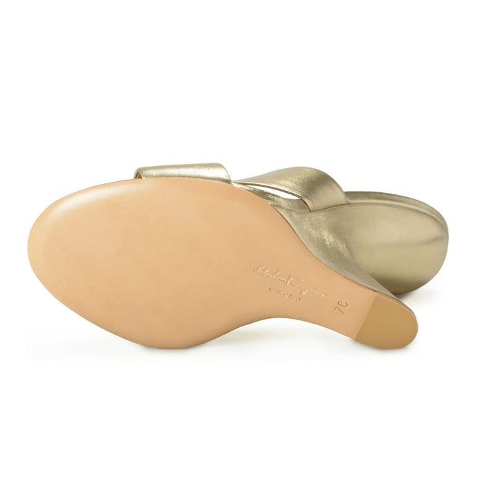 Gold Alcamo Criss-Cross Leather Sandals