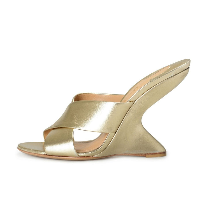 Gold Alcamo Criss-Cross Leather Sandals