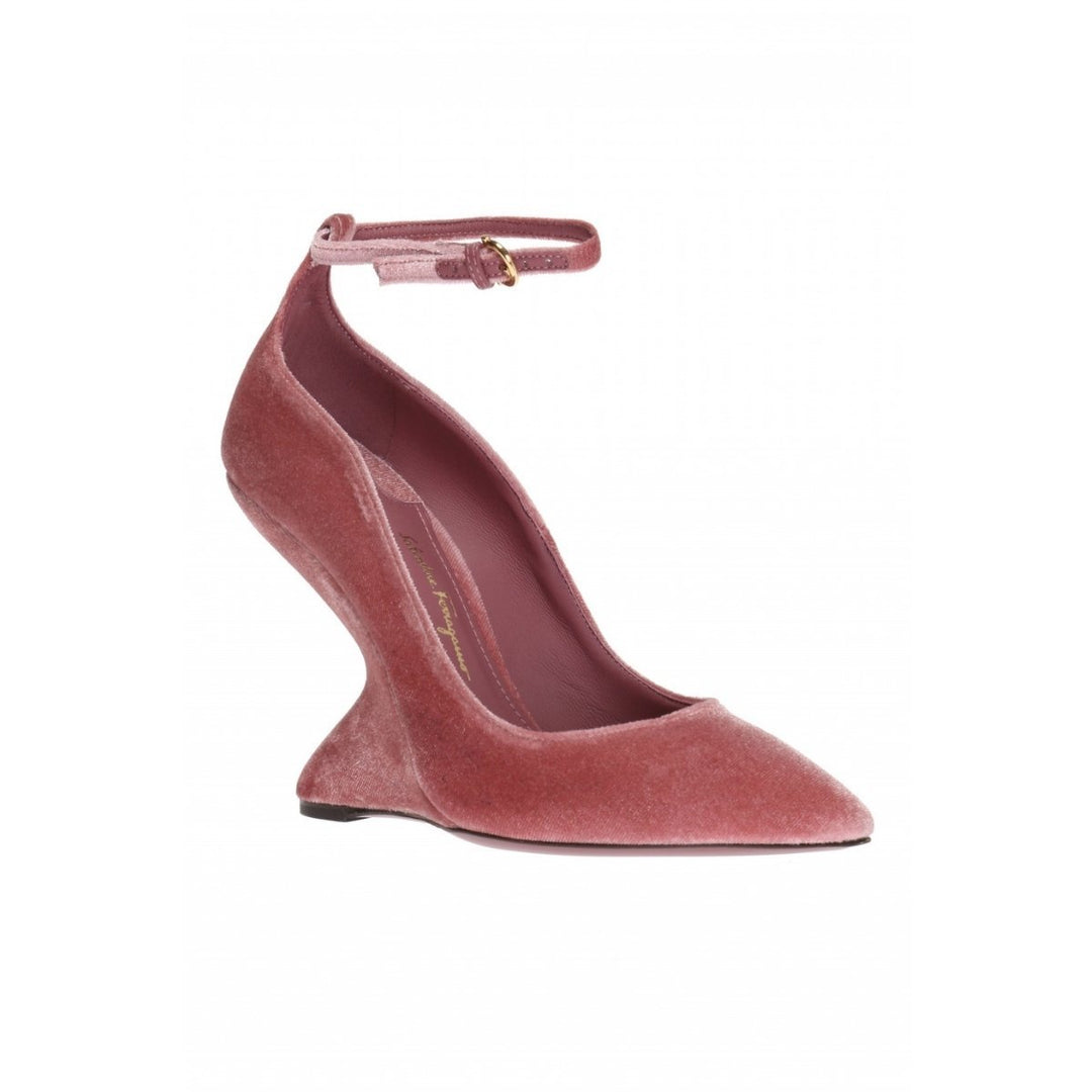 Pink Tivoli Velvet F-wedge Pumps