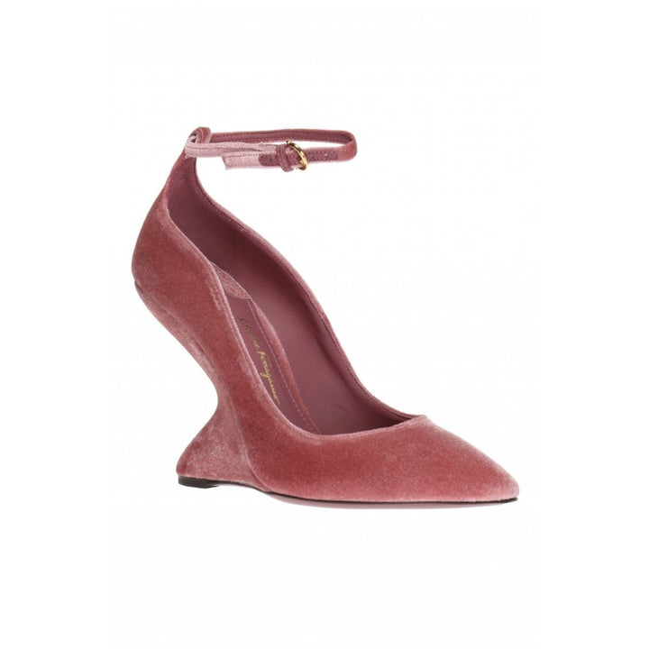 Pink Tivoli Velvet F-wedge Pumps