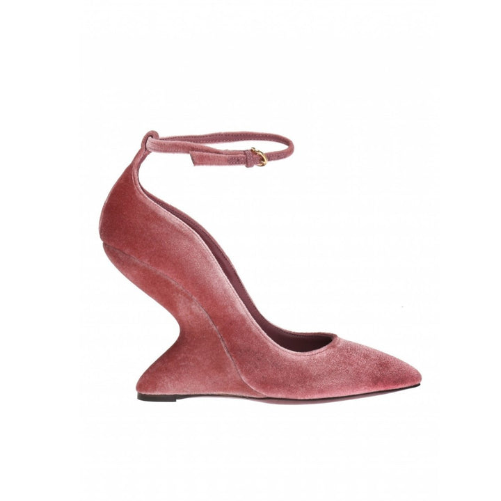 Salvatore Ferragamo-Pink Tivoli Velvet F-wedge Pumps - Runway Catalog