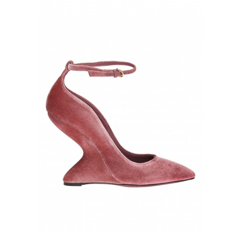 Salvatore Ferragamo-Pink Tivoli Velvet F-wedge Pumps - Runway Catalog