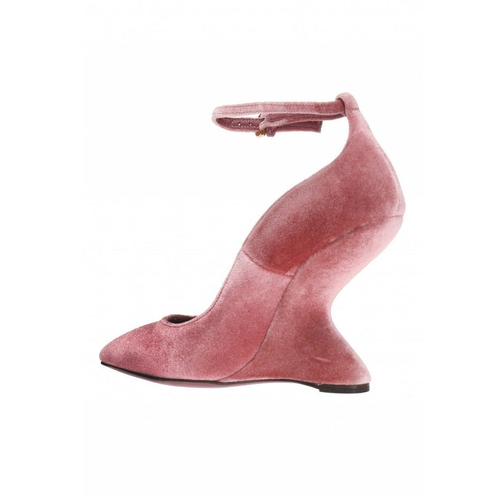 Pink Tivoli Velvet F-wedge Pumps