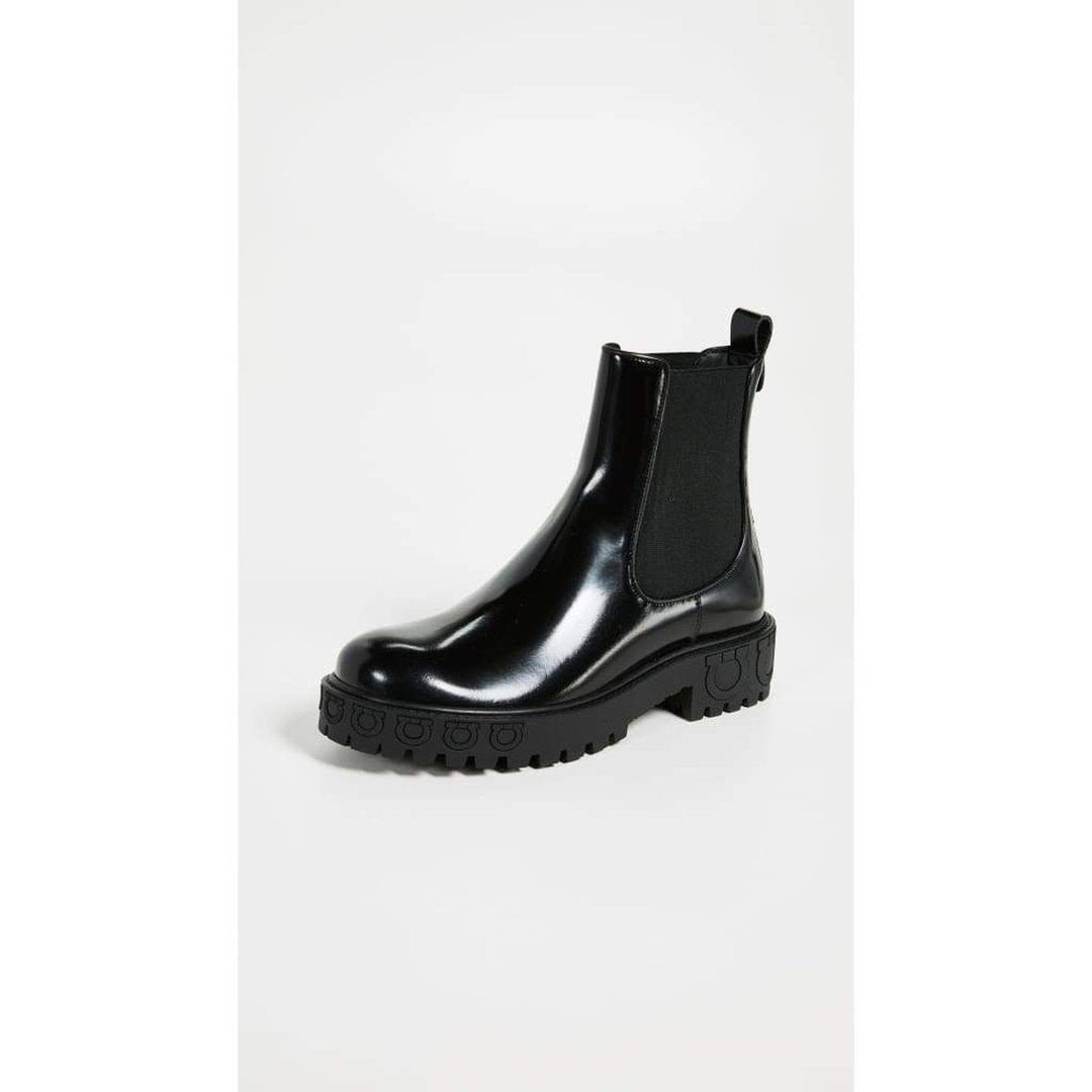 Salvatore Ferragamo-Varsi Leather Gancini-Sole Chelsea Boots - Runway Catalog