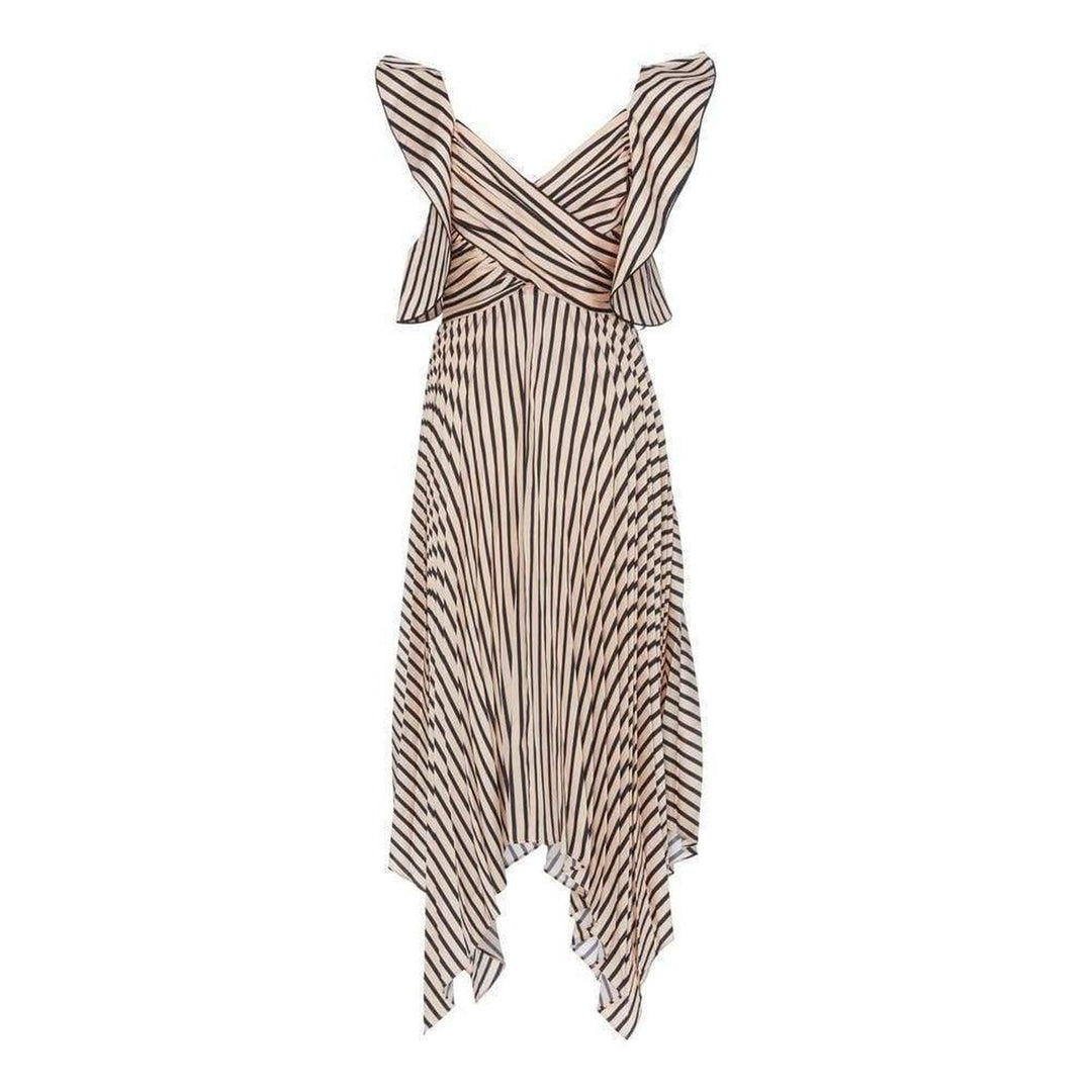 Asymmetric Stripe Midi Dress