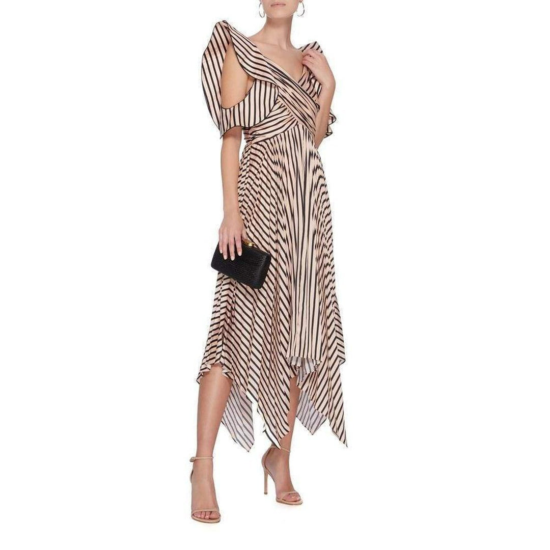 Asymmetric Stripe Midi Dress