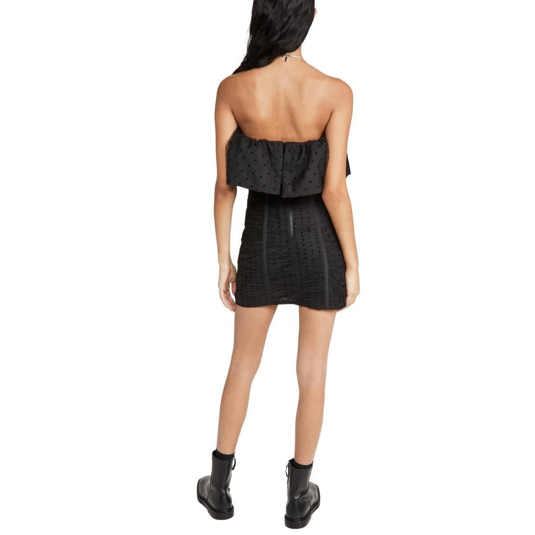 Black Dot Mesh Frill Mini Dress