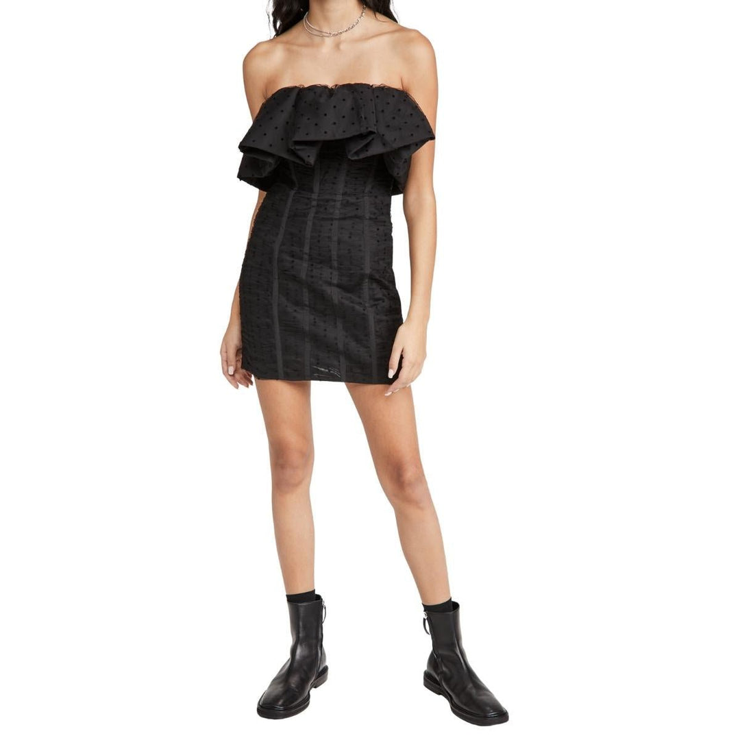 Black Dot Mesh Frill Mini Dress