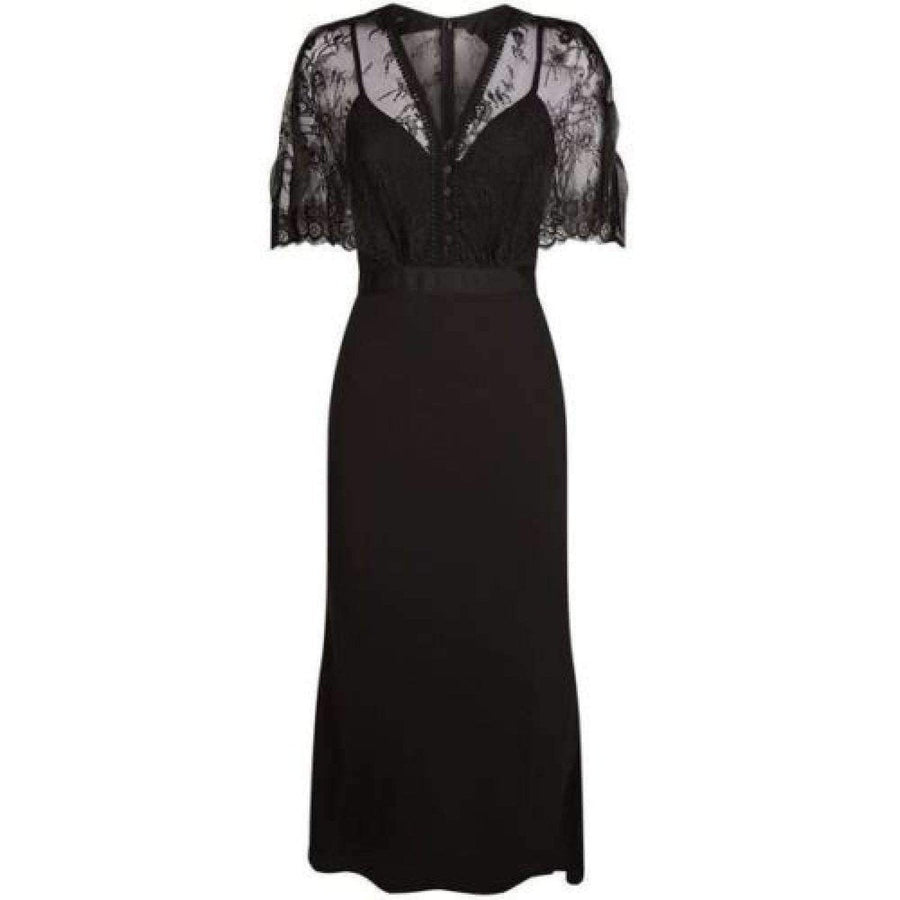 Self-Portrait-Black Mason Cape Overlay Dress - Runway Catalog