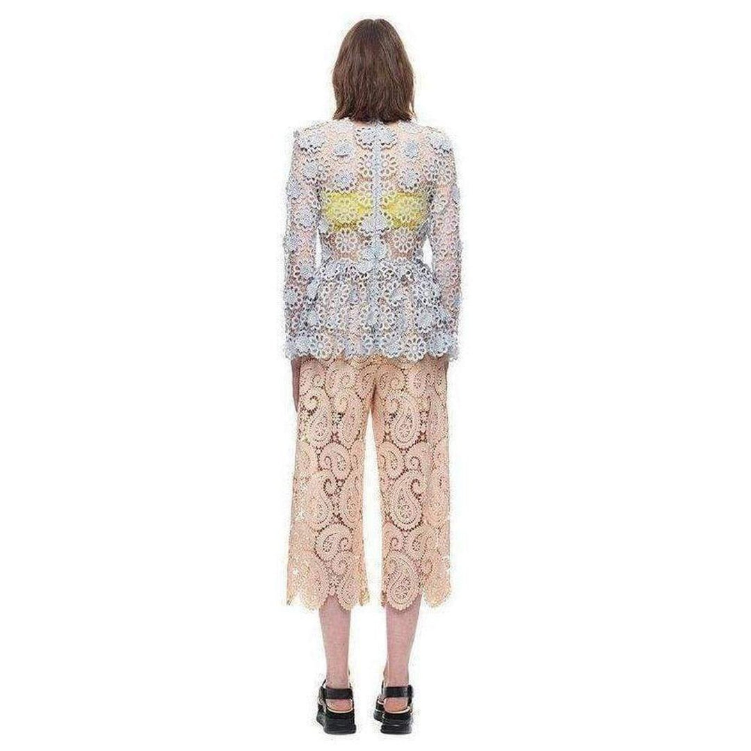Ice Grey 3D Floral Guipure Lace Shirt
